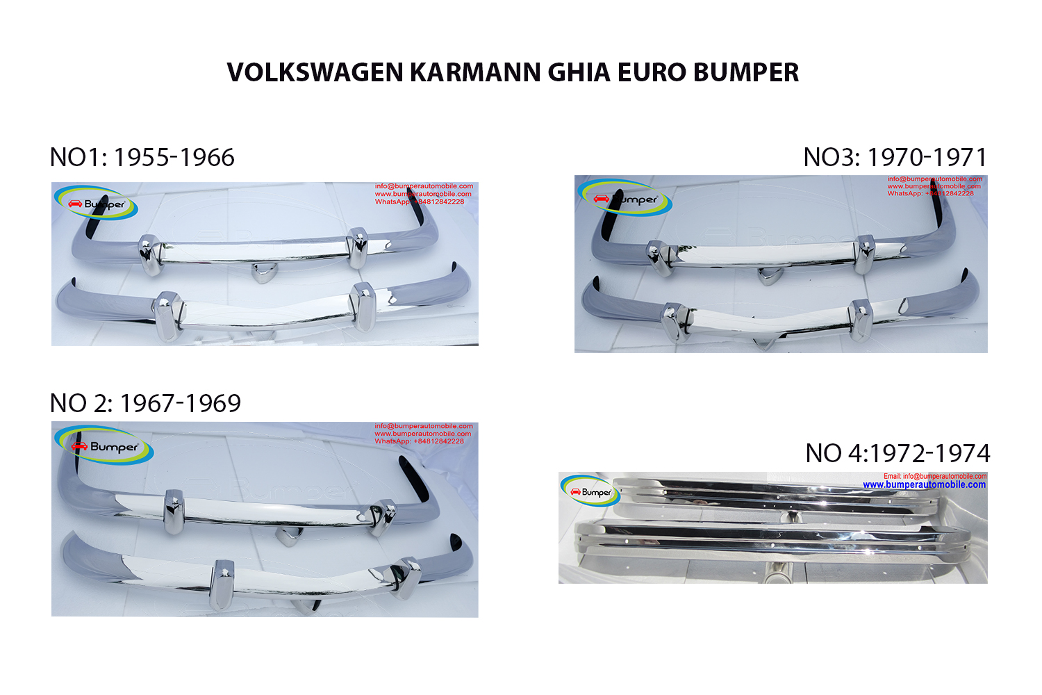 Volkswagen Karmann Ghia Euro type bumper 1955